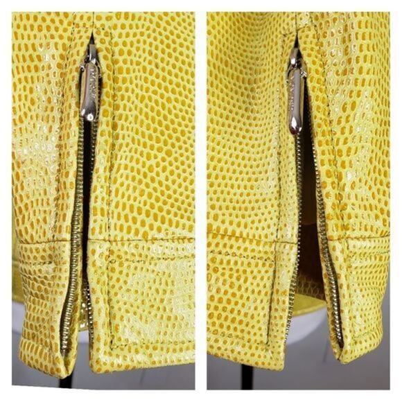 Vtg Escada Yellow Lamb Leather Jacket Women S M 36 Quiet Luxury Modern Sleek - Picture 8 of 16
